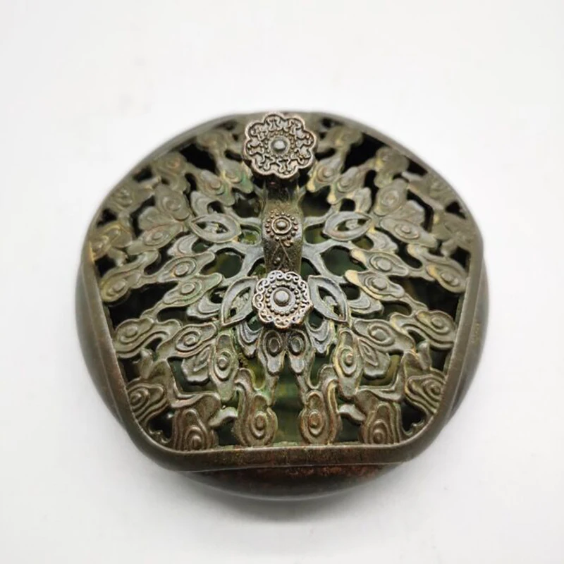 Antique Bronze Collectibles: Brass and Purple Five-Cornered Ruyi , Copper Incense Burner, Home Decorative C