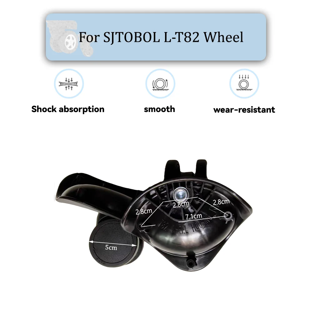 

For SJTOBOL L-T82 Universal Wheel Black Replacement Suitcase Silent Smooth Shock Absorbing Rotating Accessories Wheels