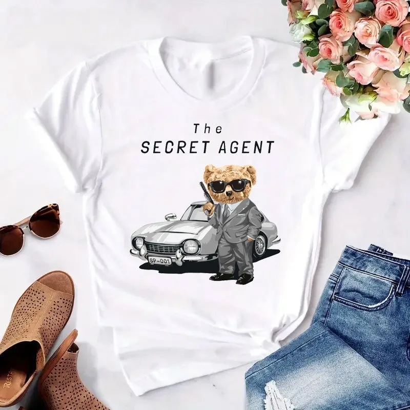 2PCS Social Bear Hot Stamping Stickers Ke Style Heat Transfer Stickers DIY Clothing Hats Printed Patterns Hot Stamping