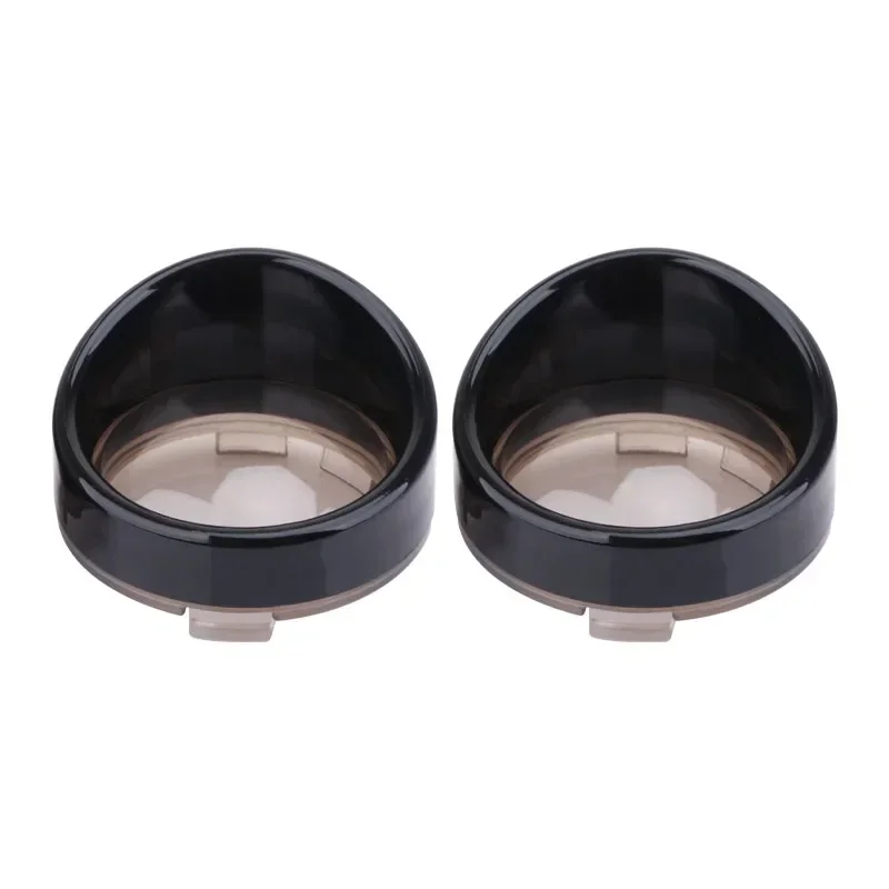 Motorcycle 2PCS Bullet Turn Signals Lens Cover Bright Black Visors Bezels For Harley Dyna Street Glide Fat Boy Softail Touring