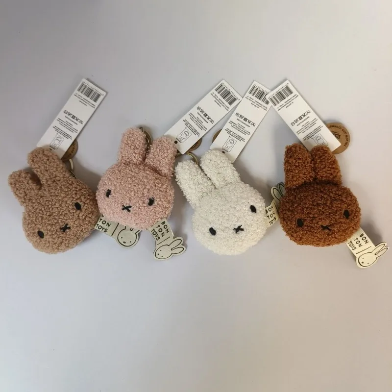 

Cute Cartoon Miffy Rabbit Plush Head Keychain Doll Kawaii Girls Backpack Decoration Pendant Keychain Accessories Gift Toy