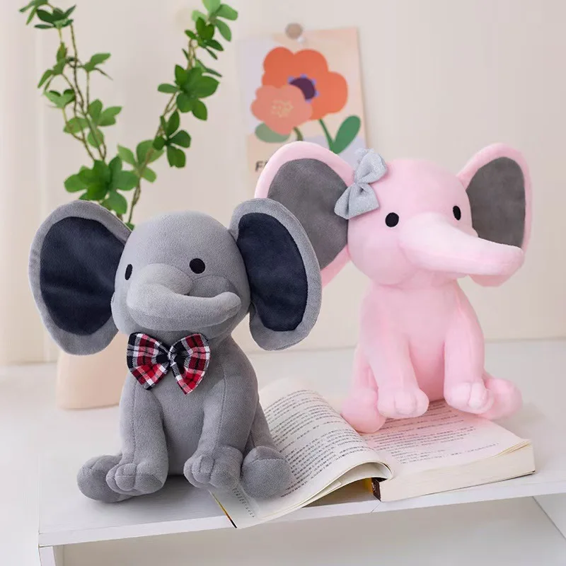 

Generic Bowknot Stuffed Elephant Plush Toy Soft Soothing Baby Sleep Buddy Cuddly Pillow Christmas Gift For Infant Toddler Girls