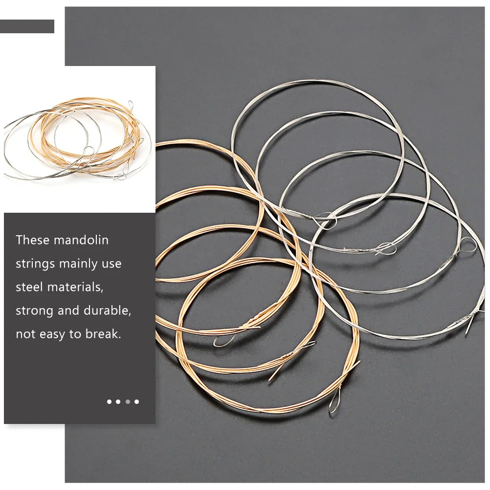 

8 Pcs Mandolin Strings Replacement Steel Resonant Clear Sound Metal String Set Guitar Parts Accessories