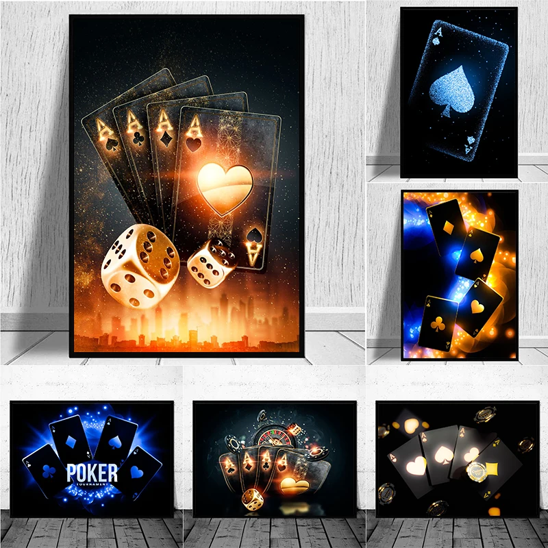 

Modern Poker Card Canvas Paintings Print Wall Art Nordic Game Posters Picture for Bar Pub Casino Home Decor Cuadro No Frame