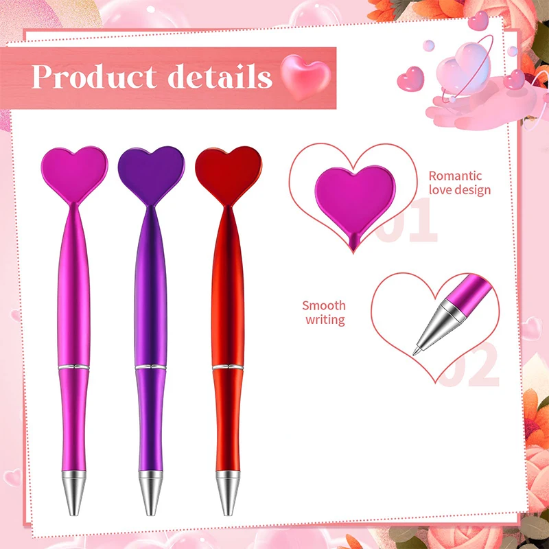 16Pcs Heart-shape Pens Adorable Portable Accessories Valentine's Party Cute Supplies Rotation Shape Stationery