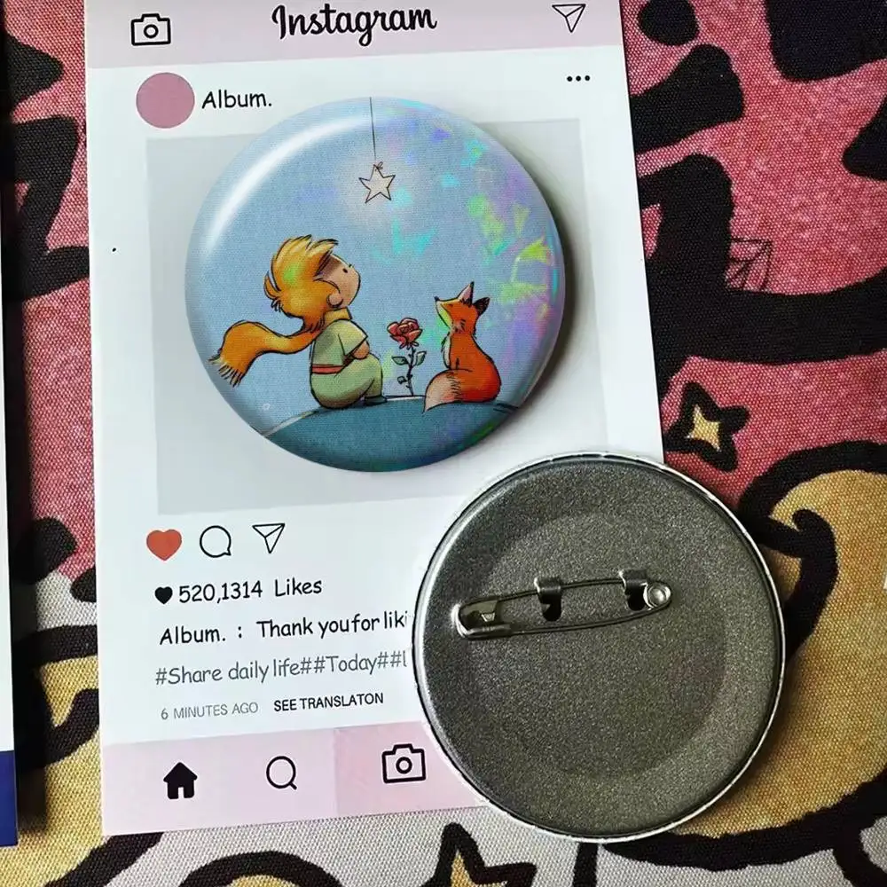 Classic L-Little P-Prince-p Laser Badge Creative Pins Brooch for Bag Clothes Hat Decor Gifts Fans Collect view 4