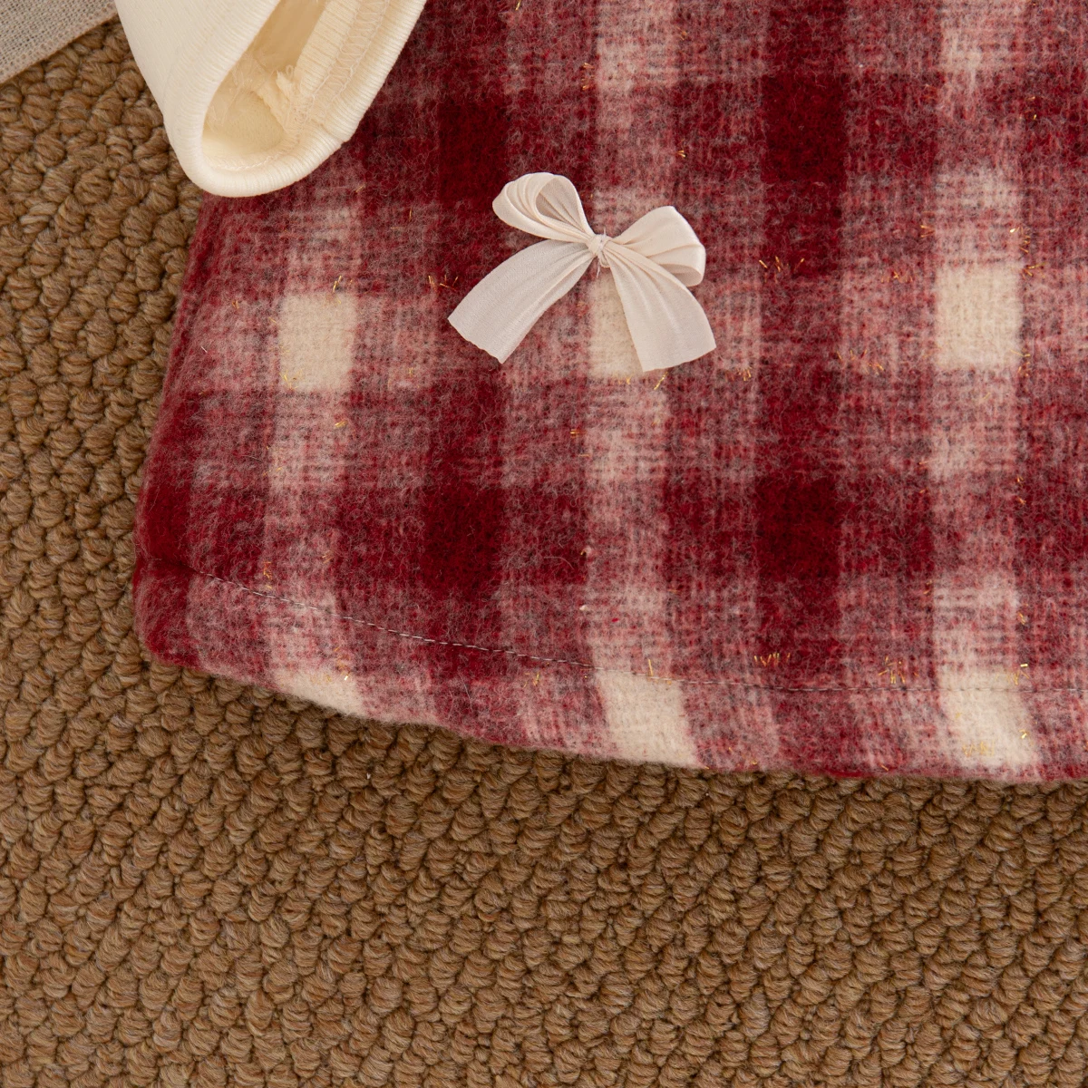 مجموعة خريف جديدة لطيفة على شكل مربعات حمراء للفتيات الصغيرات، ملابس أطفال بأكمام طويلة بفيونكة حلوة مناسبة لعمر 9 أشهر إلى 4 سنوات #6