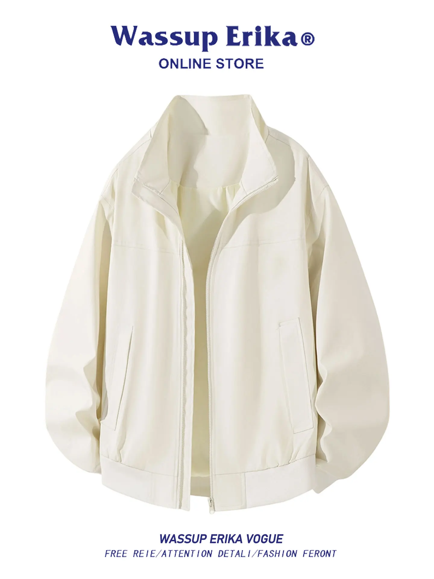 

Wassup Erika Cleanfit Stand Collar Jaet Men's Autumn 2025 New Sle Flight Suit Outerwear Casual Loose Fit Polyester Fiber