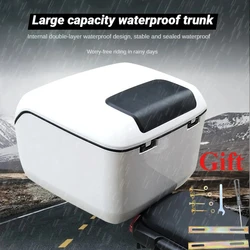 Universal Motorcycle Trunk ABS Solid Durable Motor Tail Box Helmet Storage Organizer with Install Accessories Waterproof Storage