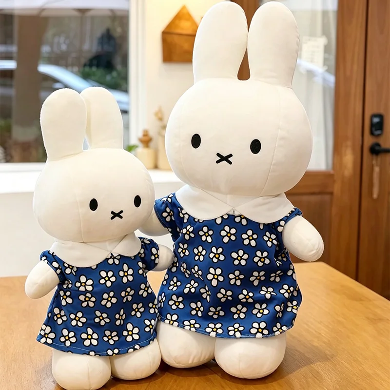 Miffy Rabbit Plush Toy with Flower Skirt for Girls Birthday and Christmas Gift Soft Sleeping Pillow Stuffed Bunny Doll for Kids
