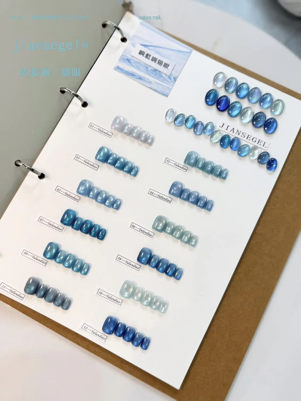 

12 pieces/set blue cat's eye nail polish set with color card black blue purple glittering glass bead cat's eye gel, DIY nail art