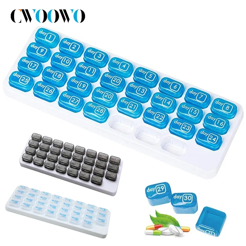 1PCS Monthly 31 compartments Pill Organizer Day Pill Organizer for Vitamin Holder Container  Vitamin Fish Oils Supplement