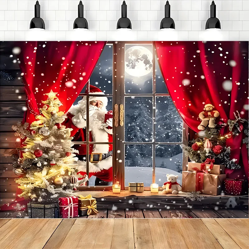 Christmas Day Flower Wreath Photography Backdrops Props  Indoor Decoration Winter Wonderful Xmas Eve New Year Background RD-50