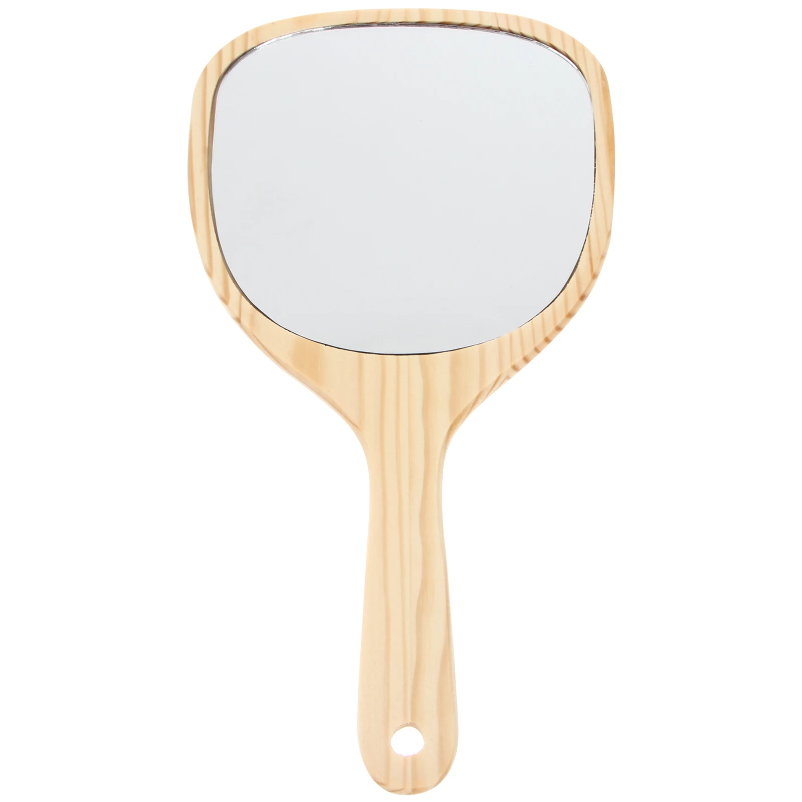 

1pc Handheld Makeup Mirror Large Clear Glass Wooden Frame Vintage Design Wall Mountable Decor Accessories