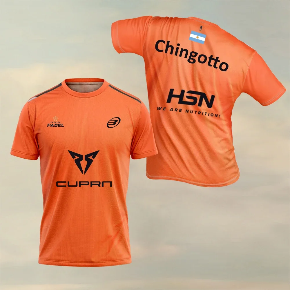 Camiseta deportiva de Pádel para hombre y mujer, camisa con estampado 3DT, cuello redondo, manga corta, secado rápido, Verano