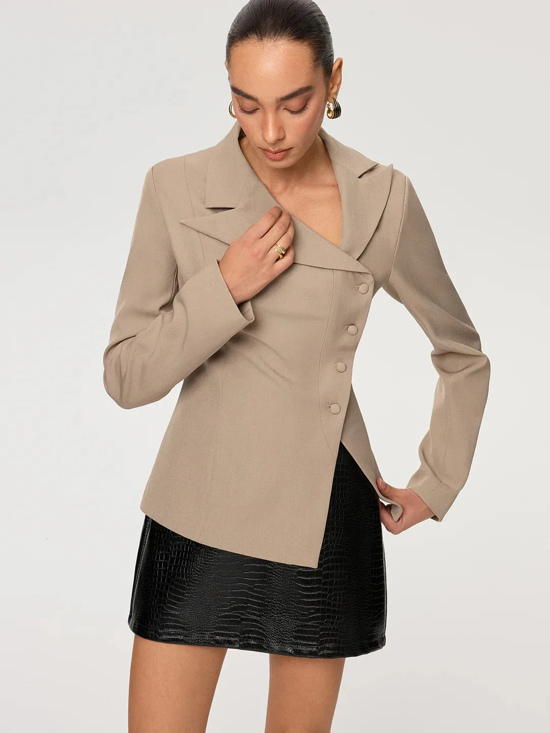 Women's Dresses Suit Gowns Elegant Peaked Lapel Jacket Coat And Skirt For Female Satin 2 Pieces Suit Customized W28