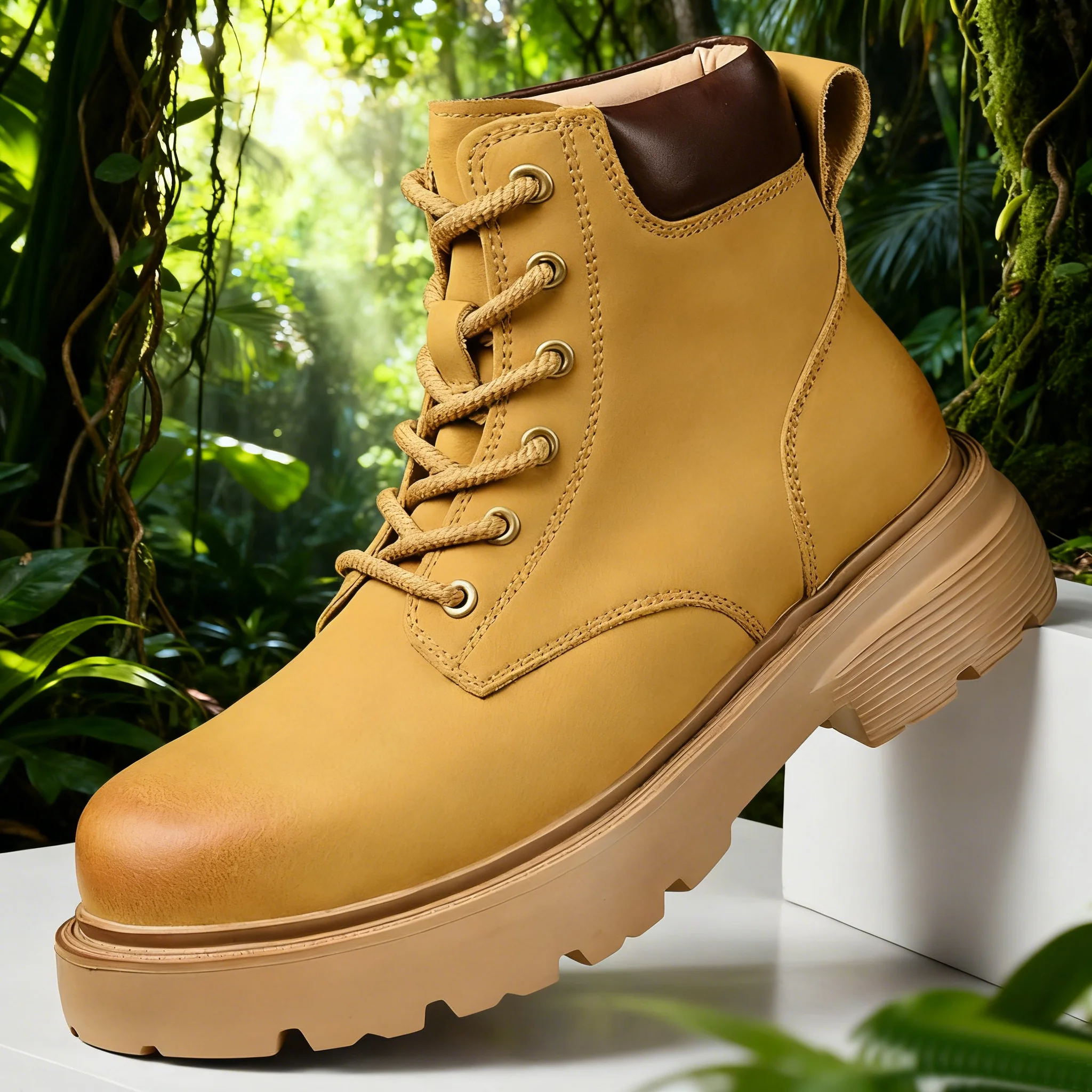 

Rhubarb boots men's 2025 new fashion shoes heightened light sole retro casual boots men's ankle boots