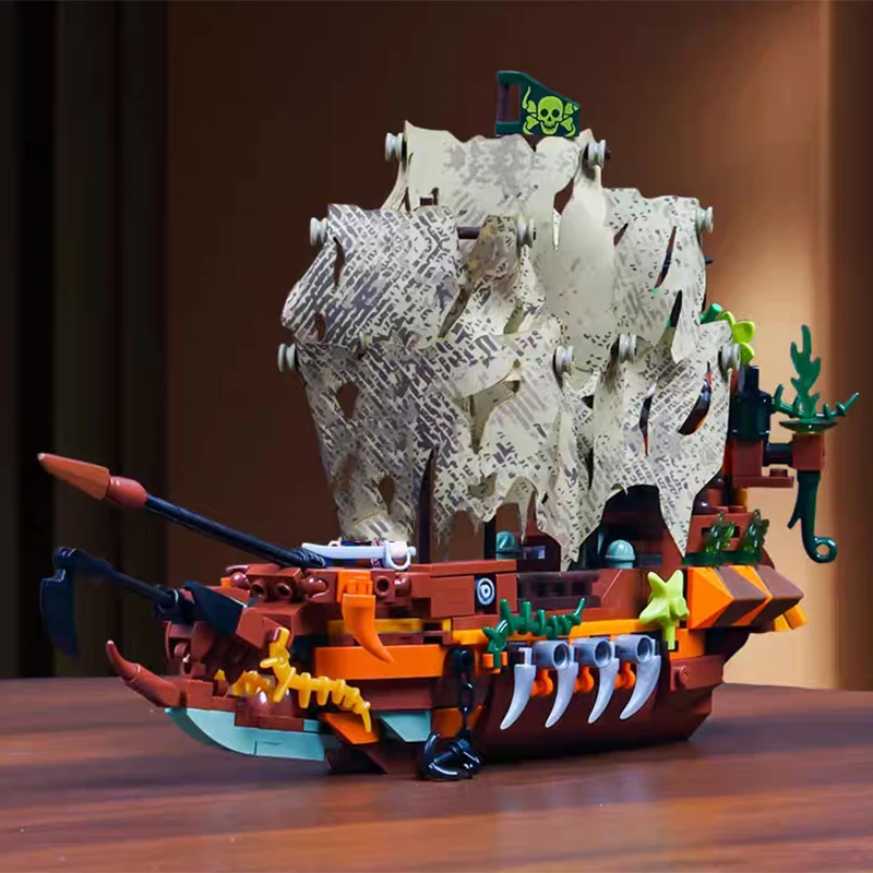Creativo MOC Barca da pirata Nave Building Blocks Mattoni da città con set di figure Giocattoli da costruzione per bambini Ragazzi regalo