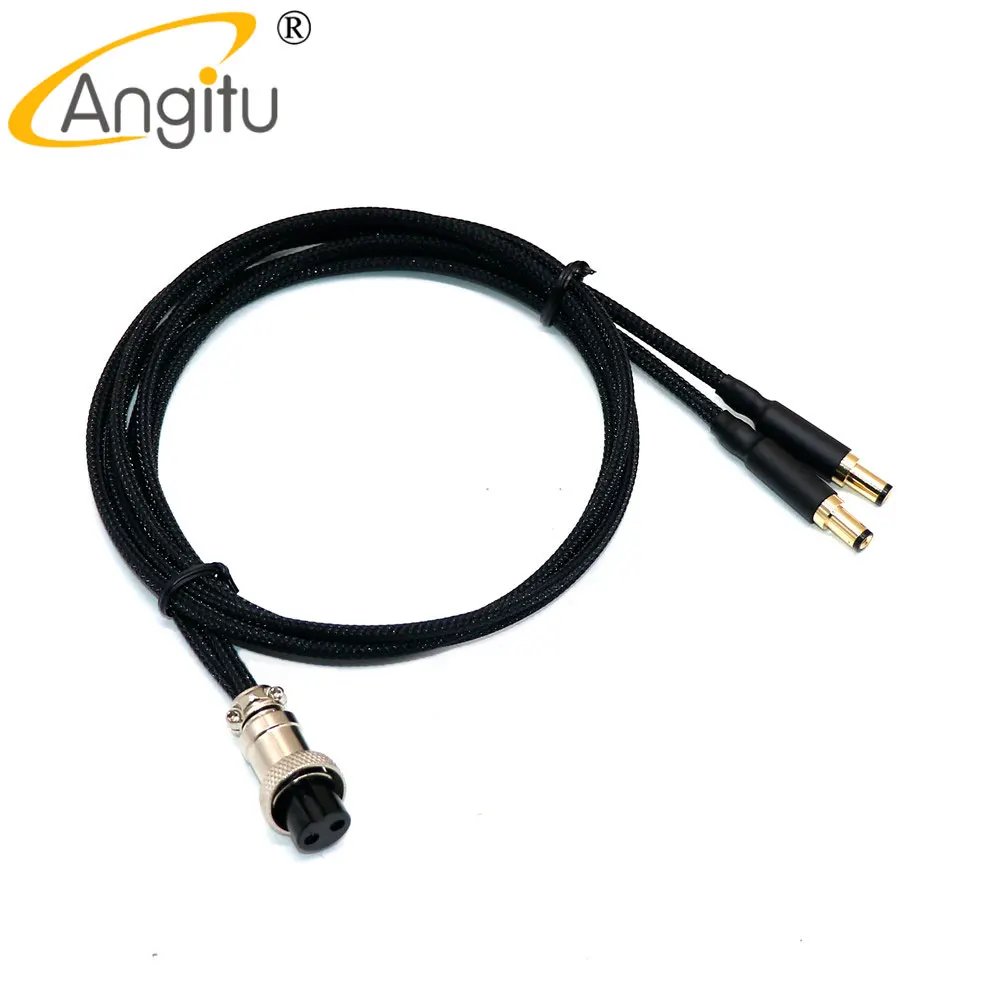 

Angitu Audiophile DIY Silver Plated GX16 2Pin to Dual DC 3.5*1.5/5.5*2.1/5.5*2.5mm Gold Plate Plug Power Supply Cable