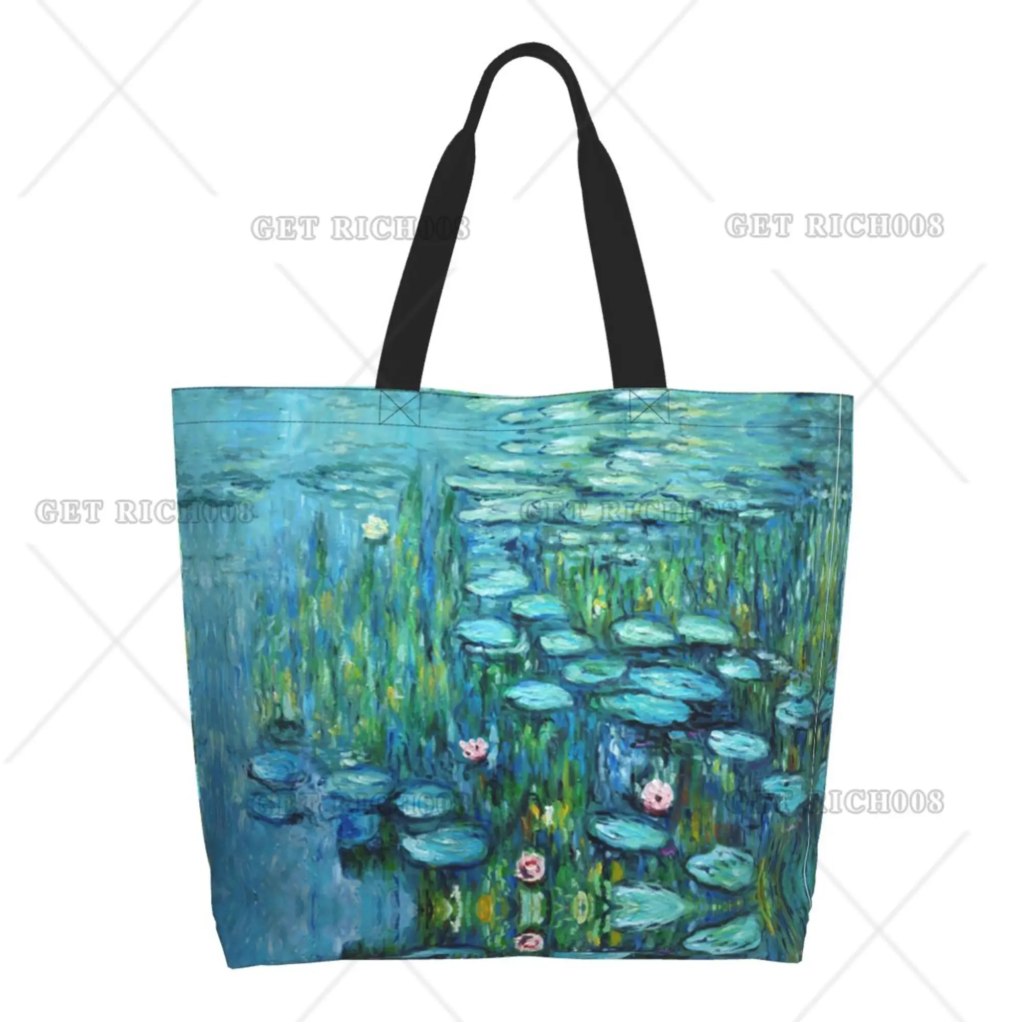 Monet Art Lotus Women Shoulder Shopping Bag Eco Bag Cute Tote Bag Fashion One Size Large HandBag Tote Bags Fashion