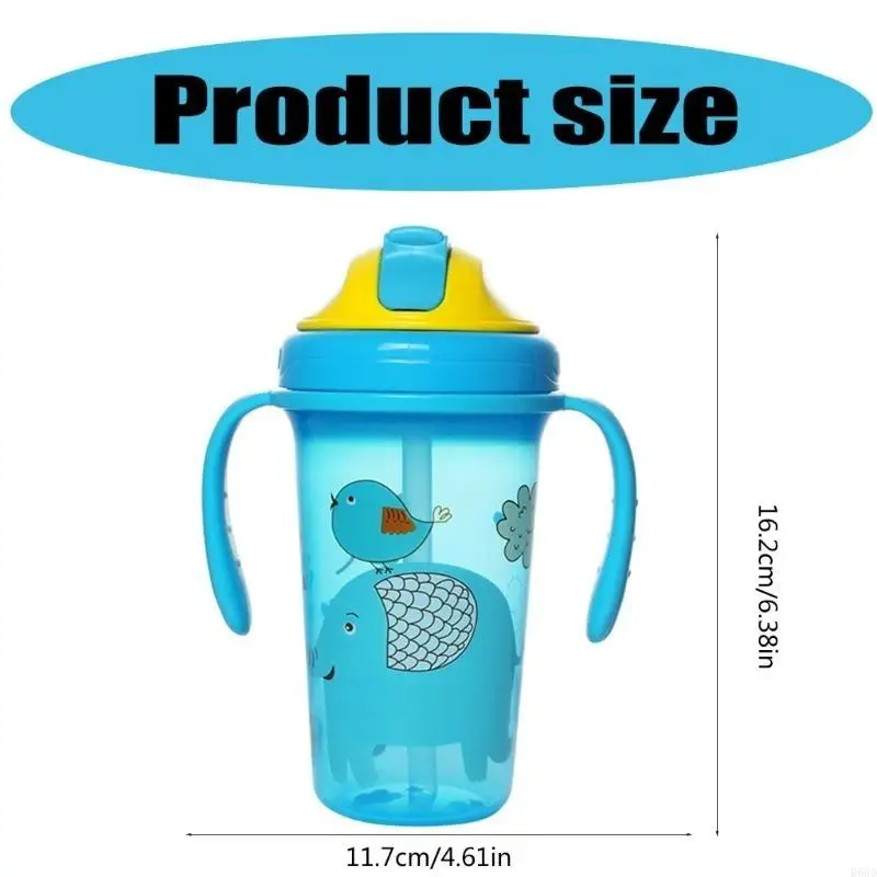 كوب رش للأطفال R66D بتصميم كرتوني، مقبض سهل الحمل وقابل للحمل، كوب ماء مانع للتسرب لتعلم شرب زجاجة ماء #6