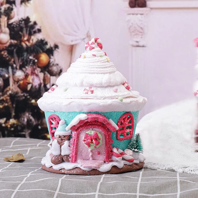 LED Christmas Gingerbread House Light Up House Gingerbread Decor Tabletop Christmas Holiday Decorative,B-AT35