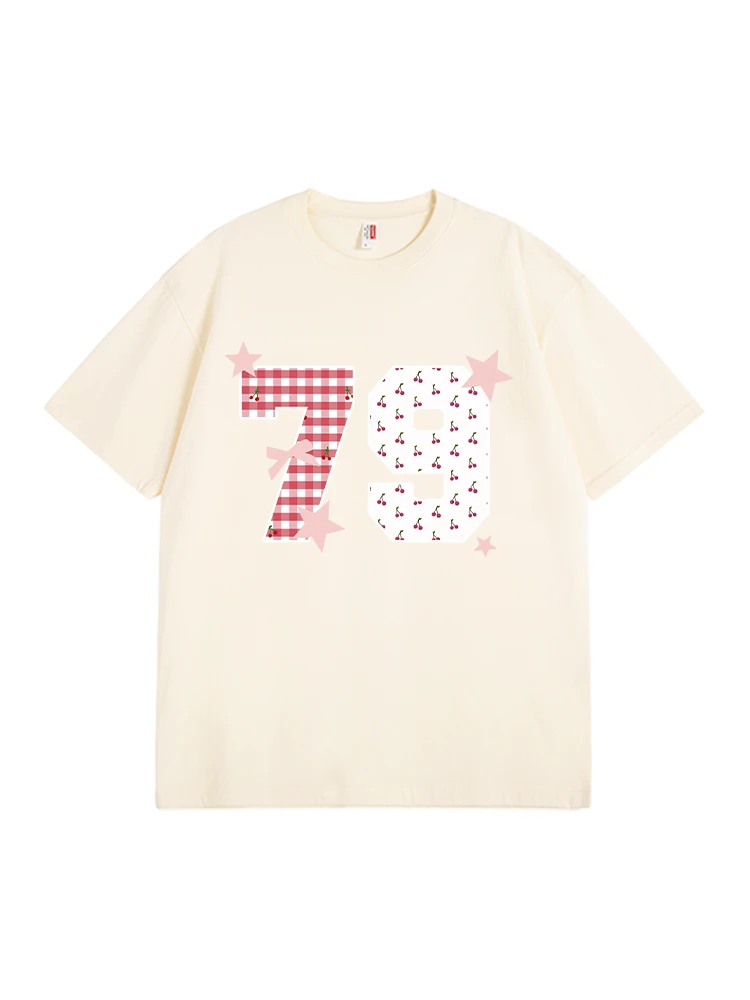 Korean Sle Digital Polka Dot Star Print ort Sve T-irt Women's Summer New College Sle Korean Version Cotton Tee
