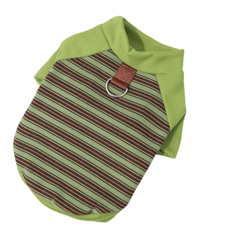 Round Neck Striped Dog Bottoming shirt - Soft Winter Pullover & Vest for Small Dogs like Bichon Frise & Teddy