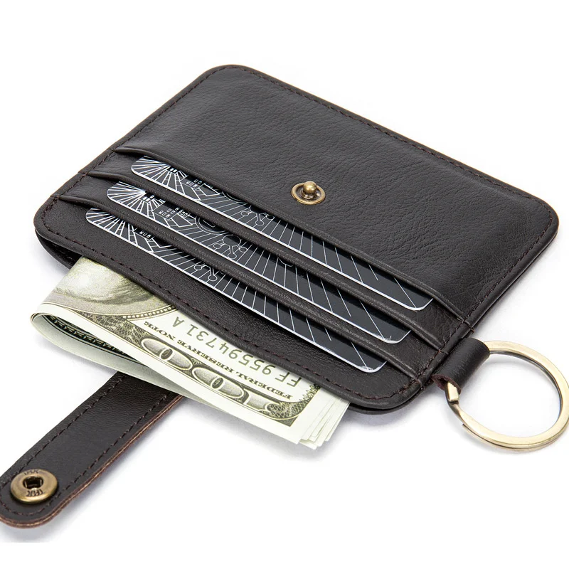 Leather Multi-card Slot Crad Holder Ultra-thin Square Card Wallet Wear-resistant Simple Unisex Credential Holder Change Folder