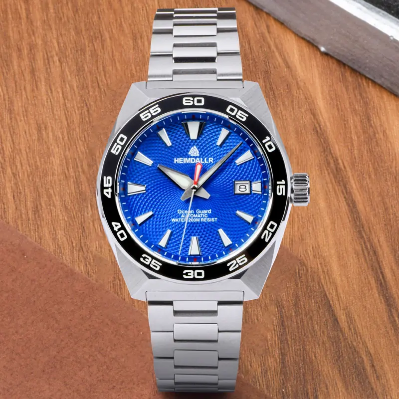 Heimdallr Men's GS Monster Dive Watch Blue Dial Ceramic Bezel NH35 Automatic Movement C3 Luminous Stainless Bracelet 20Bar Watch