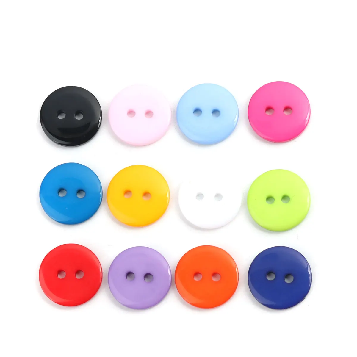 Boutons de couture en résine pour enfants, 15MM, 200 pièces, 2 trous, forme ronde, bonbons, couleurs aléatoires, accessoires de vêtement