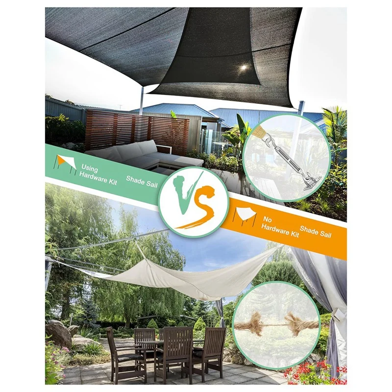 Shade Sail Hardware Kit, Kit de Instalação para Pátio Jardim Piscina, M6, 42 peças