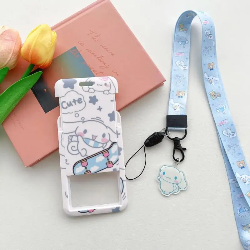 Sanrio Hello Kitty Kuromi Cinnamoroll Card Holders Hanging Rope Badge Holder Neck Strap Door Badge Card Case Birthday Girls Gift