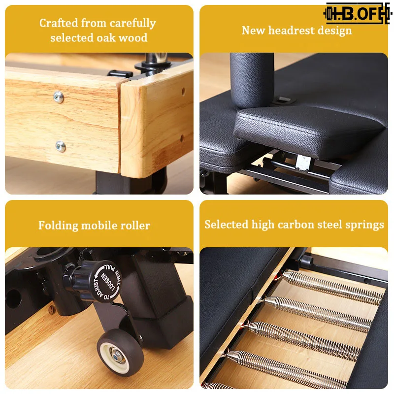 New Customized Commercial Yoga Equipment Reform, Combining Wood And Iron Yoga Equipment, Home Foldable Pilates Bed view 5