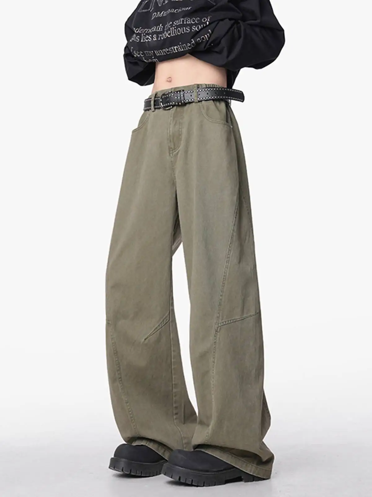 Vintage Cargo Pants For Men Autumn Winter Casual Pants Streetwear Cleanfit Loose Versatile Straight Leg Paneled Casual Trousers