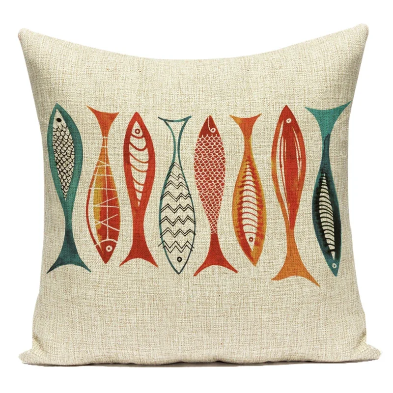 Nordic Style Colorful Fish Sea Whale Custom Pillow Cover High Quality Home Decor Cushion Case Fashion