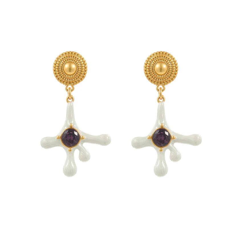 Prince Charming flower earrings temperament sweet and elegant ins Internet celebrity cute colored flower exaggerated Internet