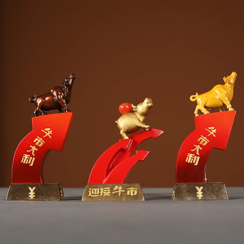 Wall Street Bull Brass Statue, A Symbol Of Prosperity, Decorative Craft For Home, Living Room, Study, And Office