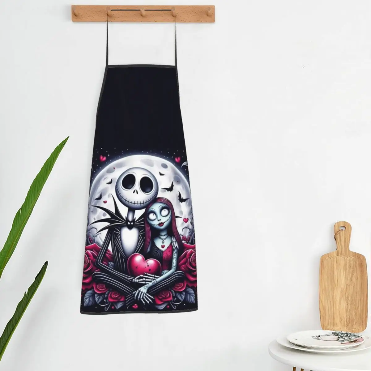 Custom Bib Nightmare Before Christmas Apron for Men Women Adult Chef Cooking Kitchen Jack Skellington Tablier Cuisine Painting