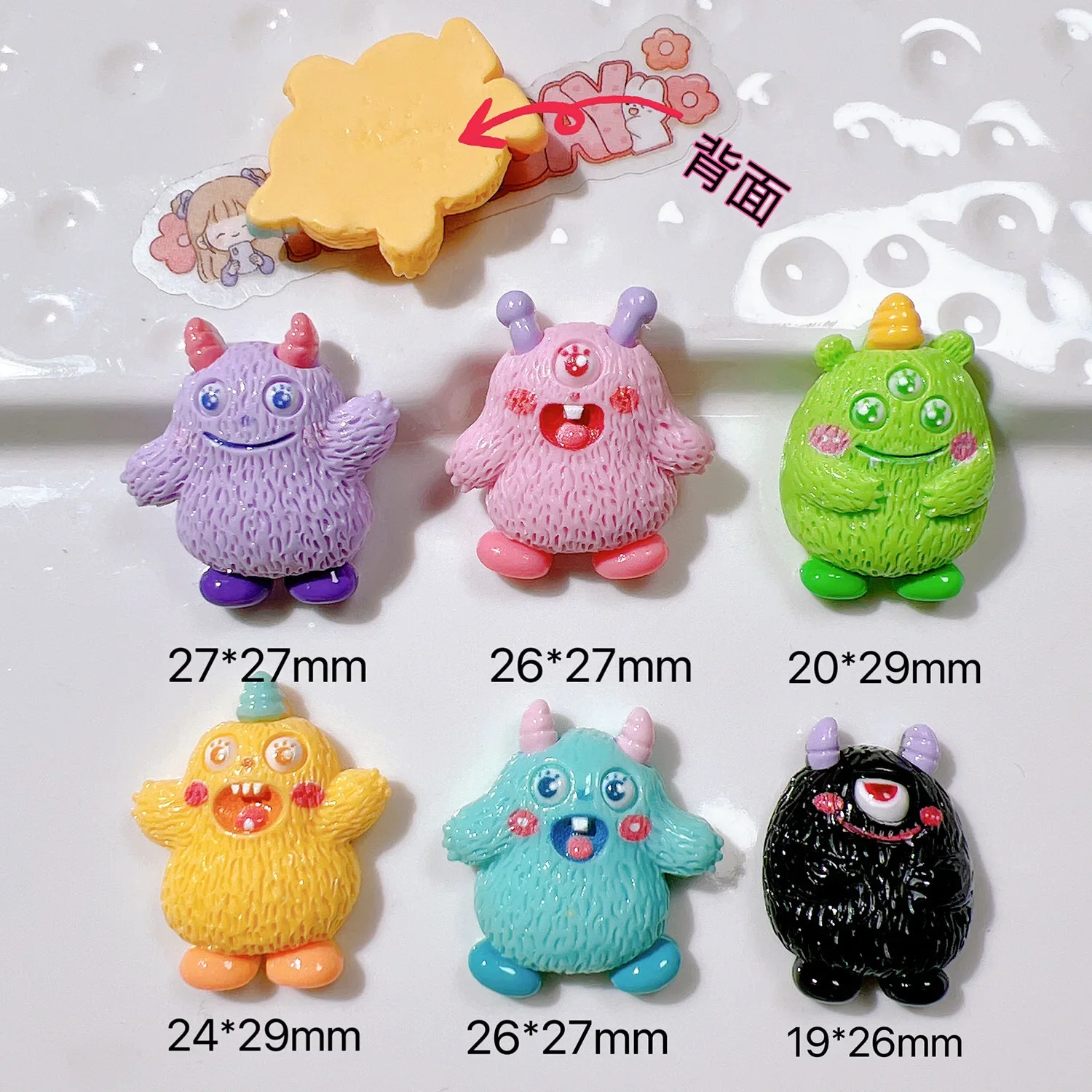 Hars Kawaii Cartoon Cute Little Monster Series Plaksteen Stone Figurine 10Pcs Scrapbook Diy Decor Woonaccessoires Ambachten