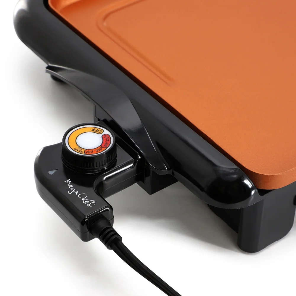 18.89 Inch Electric Grill Griddle Non-Stick Copper Coating Adjustable Temperature 1400W Cooking Area Perfect Family Meals