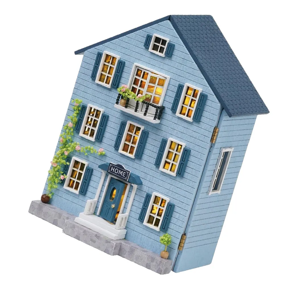 

1Set Miniature Dollhouse Kit DIY Wooden Tiny House Building Set Creative Christmas Tabletop Decor Holiday Gift