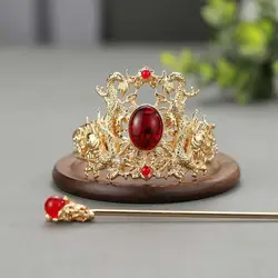 Vintage Hair Pins Dragon Headwear Crystal Pearl Hanfu Ornament Chinese Style Hair Crown Hair Accessories Women Tiara