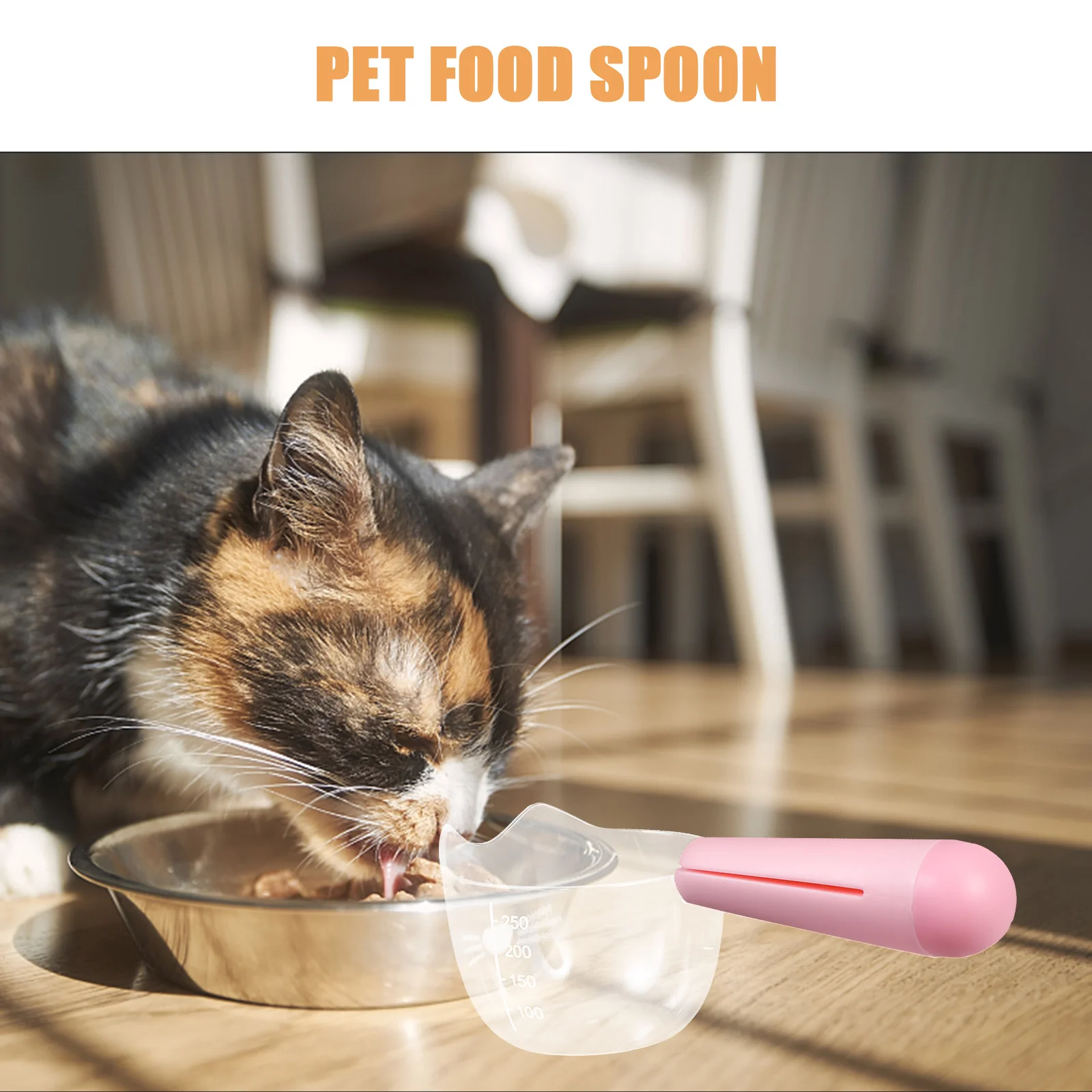 

Pet Food Spoon with Measuring Scale Non-Slip Grip for Dog Cat Wet Food Scoop Storage Clip Multi-Functional Feeding Tool