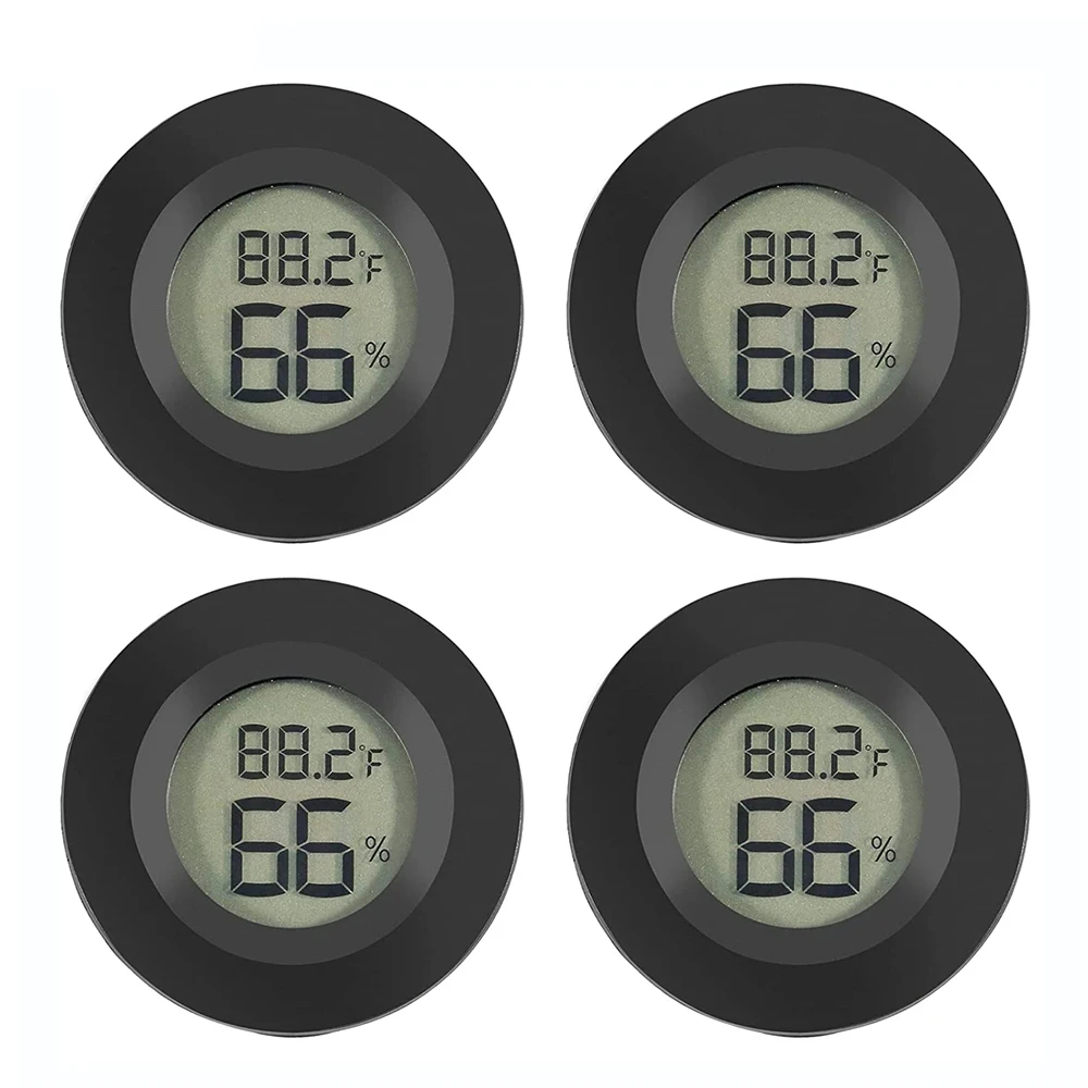 4 Pack Mini Digital Hygrometer Thermometer Fahrenheit or Celsius Meter LCD Monitor Indoor Room Round Humidity Temperature Gauge