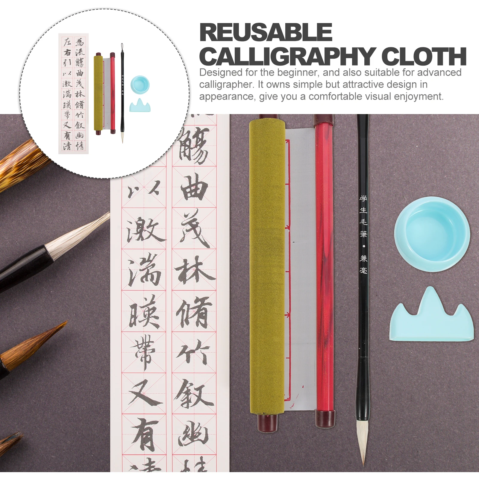 

Calligraphy Set Beginner Writing Cloth Practice Book for Beginners Chinese Kits Inkbrushed Felt Pad Mat