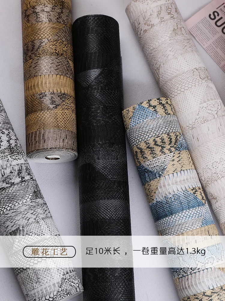 

Snake Skin Print Wallpaper Home Decor Luxury Animal Print Wallcovering Geometric Rhombus Wall Paper for Living Room Bedroom