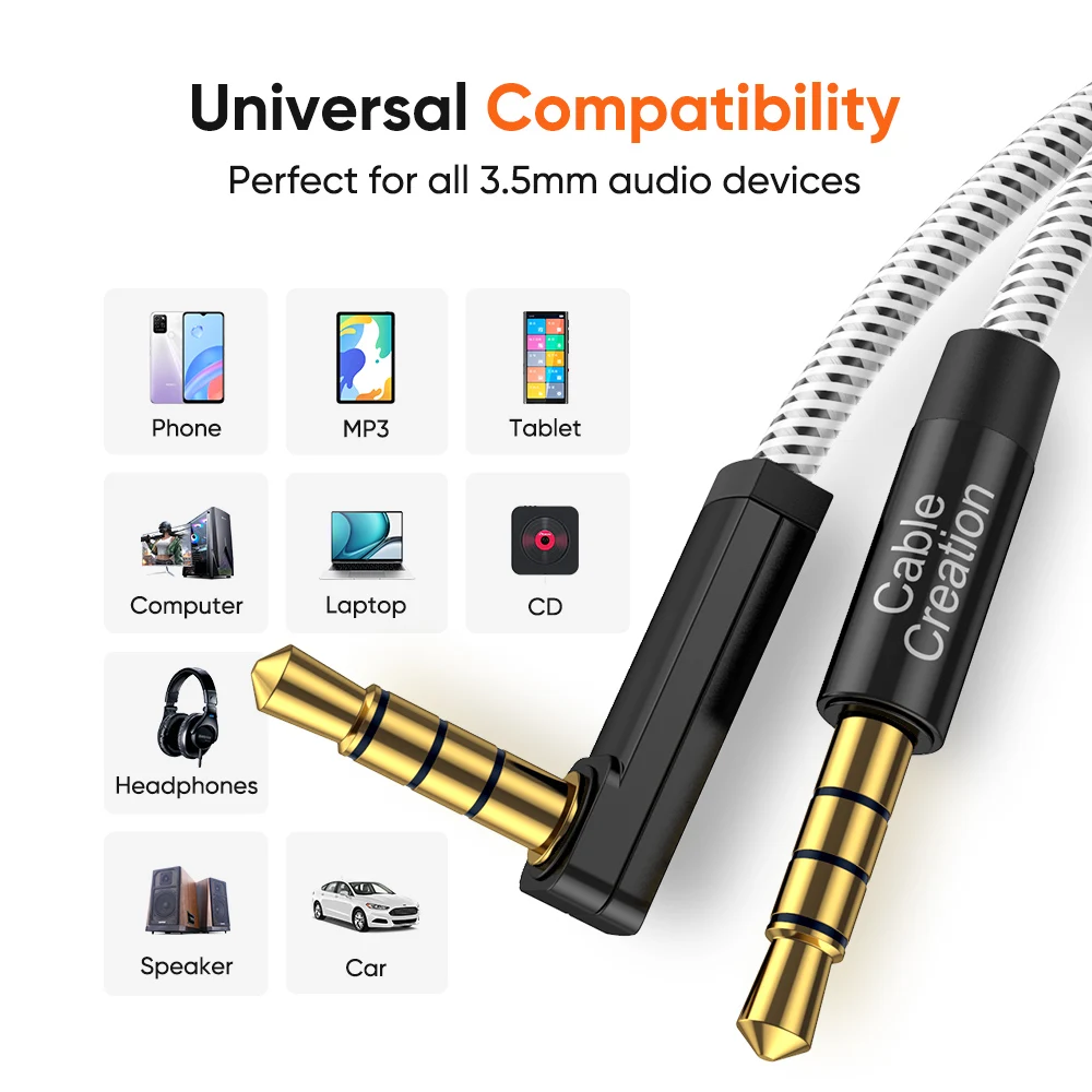 3.5mm Aux Cable Jack male to male TRRS  Cable 90 Degree Stereo Audio Cable Support Mic for Phone Speakers Xiaomi Redmi AUX Cord