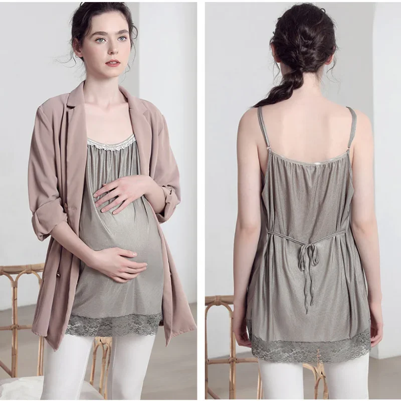 100% Silver Fiber Conductive Slip Dress EMF/EMI/RF Blocking Faraday Fabric Anti-radiation Stretchy Maternity Clothes