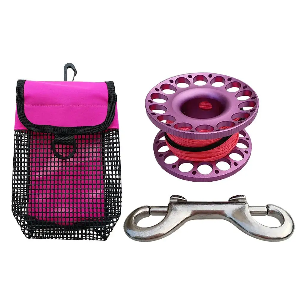 

Multipurpose Dive Finger Spool Reel Brass Bolt Snap Kayak Anchor + Mesh Bag